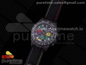 Daytona DIW Carbon OMF Best Edition Black Colorful Dial on Black Leather Strap A4130