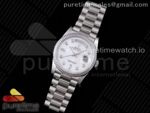 Day Date 36 128239 JDF 1:1 Best Edition 904L Steel White Dial Diamonds Markers on Bracelet A2836