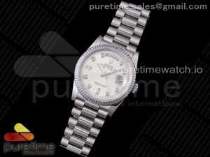 Day Date 36 128239 JDF 1:1 Best Edition 904L Steel Silver Dial Diamonds Markers on Bracelet A2836