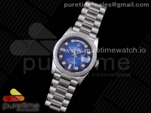 Day Date 36 128239 JDF 1:1 Best Edition 904L Steel Blue Dial Diamonds Markers on Bracelet A2836