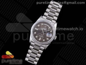 Day Date 36 128239 JDF 1:1 Best Edition 904L Steel Gray Dial Diamonds Markers on Bracelet A2836