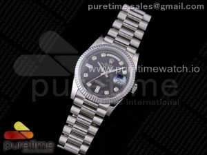 Day Date 36 128239 JDF 1:1 Best Edition 904L Steel Black Dial Diamonds Markers on Bracelet A2836