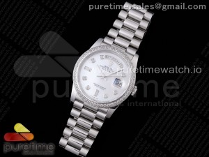 Day Date 36 128239 JDF 1:1 Best Edition 904L Steel White Dial Diamonds Markers and Bezel on Bracelet A2836