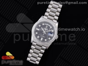 Day Date 36 128239 JDF  1:1 Best Edition 904L Steel Black Dial Diamonds Markers and Bezel on Bracelet A2836