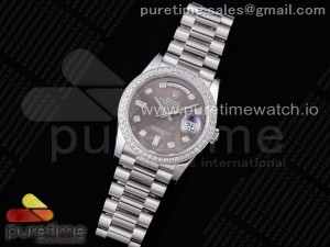 Day Date 36 128239 JDF 1:1 Best Edition 904L Steel Gray Dial Diamonds Markers and Bezel on Bracelet A2836