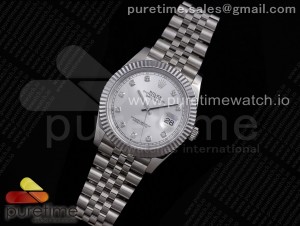 DateJust 41 126334 VRF 1:1 Best Edition 904L Steel Silver Dial Diamonds Markers on SS Jubilee Bracelet A3235