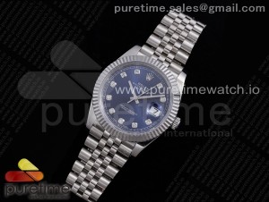 DateJust 41 126334 VRF 1:1 Best Edition 904L Steel Blue Dial Diamonds Markers on SS Jubilee Bracelet A3235