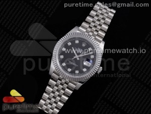 DateJust 41 126334 VRF 1:1 Best Edition 904L Steel Black Dial Diamonds Markers on SS Jubilee Bracelet A3235