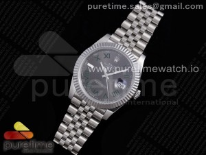 DateJust 41 126334 VRF 1:1 Best Edition 904L Steel Gray Dial Green Roman Markers on SS Jubilee Bracelet A3235