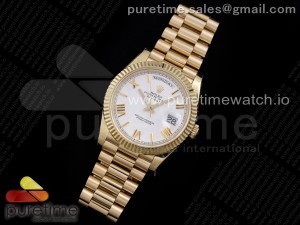 Day Date 40 YG 904L Steel JDF 1:1 Best Edition White Roman Dial on YG Bracelet A2836