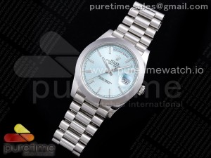 Day Date 40 SS 904L Steel JDF 1:1 Best Edition Polished Bezel Ice Blue Dial on SS Bracelet A2836