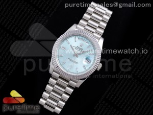 Day Date 40 SS 904L Steel JDF 1:1 Best Edition Ice Blue Crystal Dial on SS Bracelet A2836