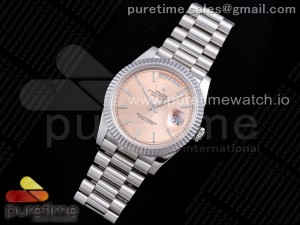 Day Date 40 SS 904L Steel JDF 1:1 Best Edition Pink Dial on SS Bracelet A2836