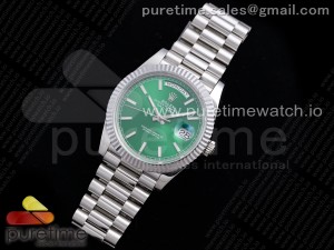 Day Date 40 SS 904L Steel JDF 1:1 Best Edition Green Dial on SS Bracelet A2836