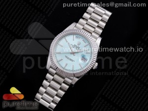 Day Date 40 SS 904L Steel JDF 1:1 Best Edition Ice Blue Textured Dial on SS Bracelet A2836