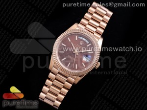 Day Date 40 RG 904L Steel JDF  1:1 Best Edition Brown Textured Dial on RG Bracelet A2836