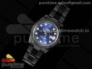 DateJust 41 All Black PVD VRF Best Edition Blue Dial Diamonds Markers on PVD Oyster Bracelet A3235