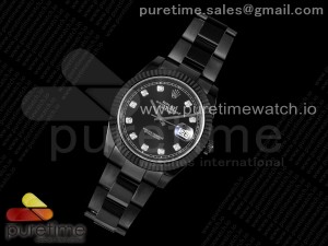 DateJust 41 All Black PVD VRF Best Edition Black Dial Diamonds Markers on PVD Oyster Bracelet A3235