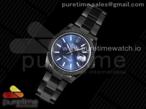 DateJust 41 All Black PVD VRF Best Edition Blue Dial Stick Markers on PVD Oyster Bracelet A3235