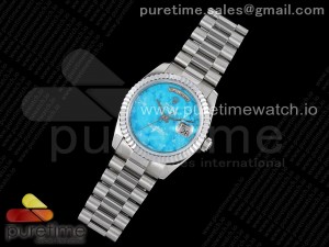 Day Date 36 SS DDF Best Edition Blue Stone Dial on SS Bracelet A2836 Style 1