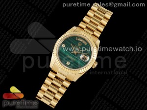 Day Date 36 YG DDF Best Edition Green Stone Dial on YG Bracelet A2836 Style 1