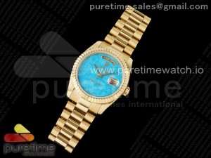 Day Date 36 YG DDF Best Edition Blue Stone Dial on YG Bracelet A2836 Style 3