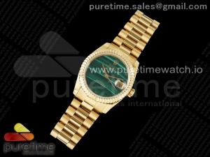 Day Date 36 YG DDF Best Edition Green Stone Dial on YG Bracelet A2836 Style 3