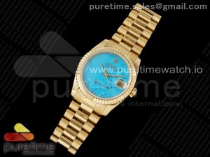 Day Date 36 YG DDF Best Edition Blue Stone Dial on YG Bracelet A2836 Style 4