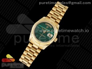 Day Date 36 YG DDF Best Edition Green Stone Dial on YG Bracelet A2836 Style 4