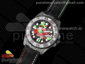 GMT DIW Carbon OMF Best Edition All Black/Red/Green Black Dial on Black Nylon Strap SA3186 CHS