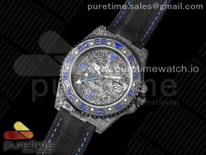 GMT DIW Carbon OMF Best Edition Black/Blue Black Dial on Black Nylon Strap SA3186 CHS