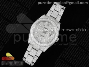 Datejust 41 SS Full Diamonds JDF 1:1 Best Edition Stick Markers Dial on Bracelet A2824