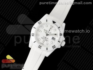 Submariner 40mm White Ceramic 5GF Best Edition White Dial on White Rubber Strap SA3135