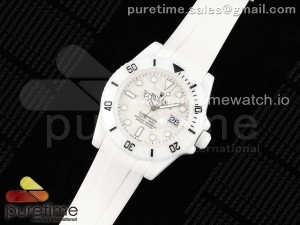 Submariner 40mm White Ceramic 5GF Best Edition Cream Dial on White Rubber Strap SA3135