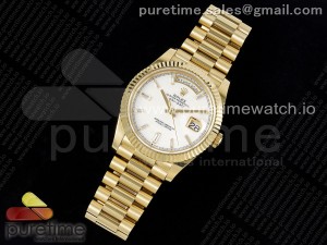 Day Date 40 YG 904L Steel JDF 1:1 Best Edition White MOP Dial on YG Bracelet A2836