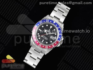 GMT-Master II 16710 Pepsi Blue/Red Bezel JDF 1:1 Best Edition Black Dial on SS Bracelet SA3186