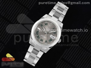 DateJust 41 126334 JDF 1:1 Best Edition 904L Steel Gray Dial Green Roman Markers on SS Oyster Bracelet VR3235