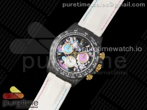 Daytona DIW Carbon QF 1:1 Best Edition Pink Graffiti Dial on White Nylon Strap SA4130