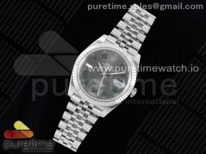 DateJust 41 126334 NTF 1:1 Best Edition 904L Steel Gray Dial Green Roman Marker on Jubilee Bracelet VR3235