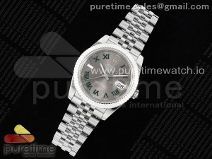 DateJust 41 126334 QF 1:1 Best Edition 904L Steel Gray Dial Green Roman Marker on Jubilee Bracelet VR3235