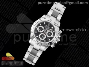 Daytona 116520 WF 1:1 Best Edition 904L Steel Black Dial on SS Bracelet A7750