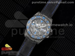 GMT DIW Carbon VSF 1:1 Best Edition Black/Blue Black Dial on Black Nylon Strap VR3186 CHS