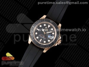 Yacht-Master 126655 3EF 1:1 Best Edition 3D Black Ceramic Bezel on Black Rubber Strap VR3235