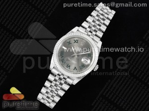 DateJust 41 126334 DIWF 1:1 Best Edition 904L Steel Gray Dial Green Roman Marker on Jubilee Bracelet SA3235