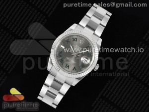 DateJust 41 126334 DIWF 1:1 Best Edition 904L Steel Gray Dial Green Roman Marker on Oyster Bracelet SA3235