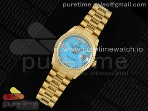 Day Date 36 YG DDF Best Edition Blue Stone Dial Diamonds Marker on YG Bracelet A2836