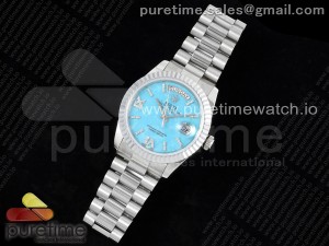 Day Date 36 SS DDF Best Edition Blue Stone Dial Diamonds Marker on SS Bracelet A2836