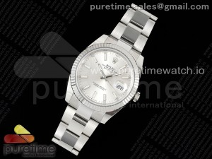 DateJust 41 126334 Clean 1:1 Best Edition 904L Steel Silver Stick Dial on Oyster Bracelet VR3235