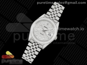 Datejust 41 SS Full Diamonds JDF 1:1 Best Edition Diamonds Stick Markers Dial on Jubilee Bracelet A2824