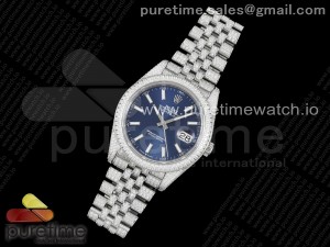 Datejust 41 SS Full Diamonds JDF 1:1 Best Edition Blue Stick Markers Dial on Jubilee Bracelet A2824